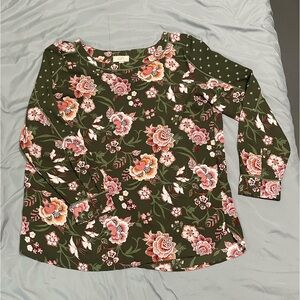 Loft floral green long sleeve